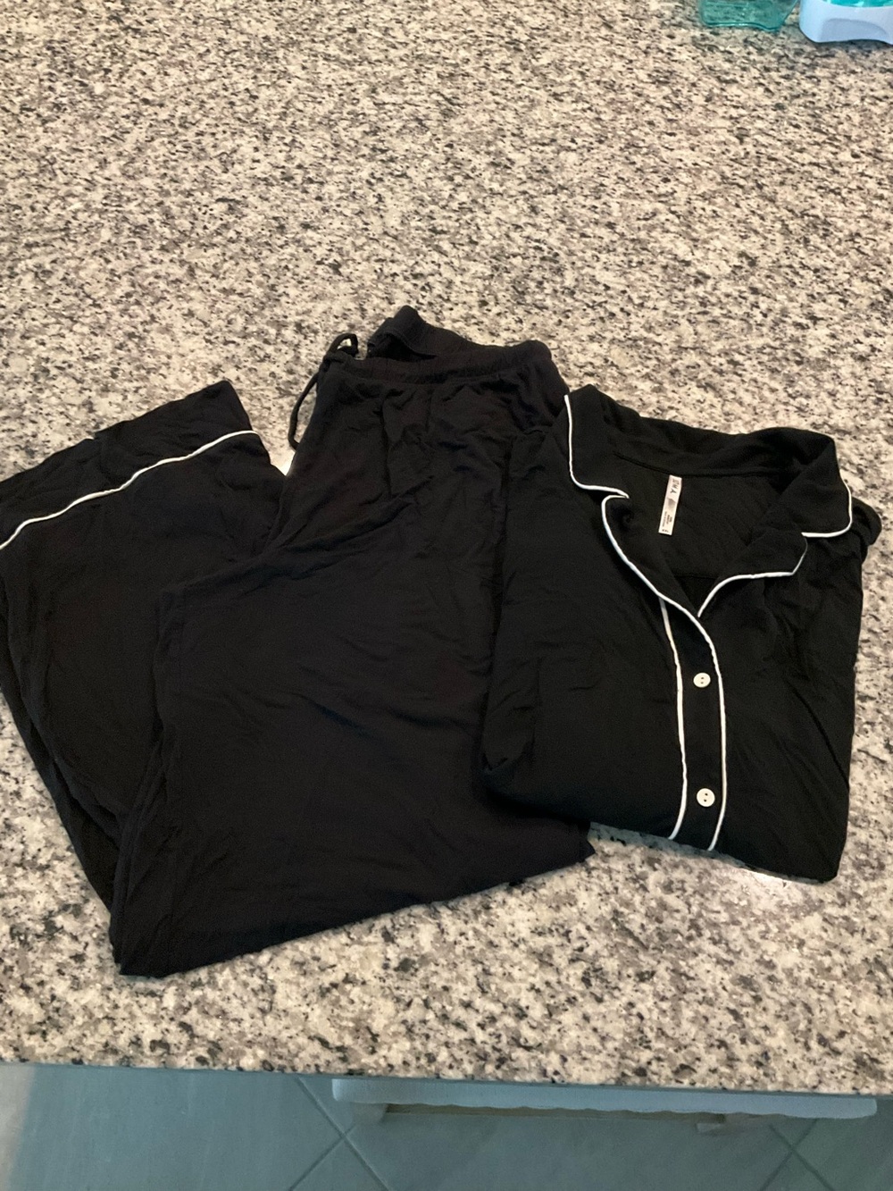 Soma Black Pajama Set with White Piping